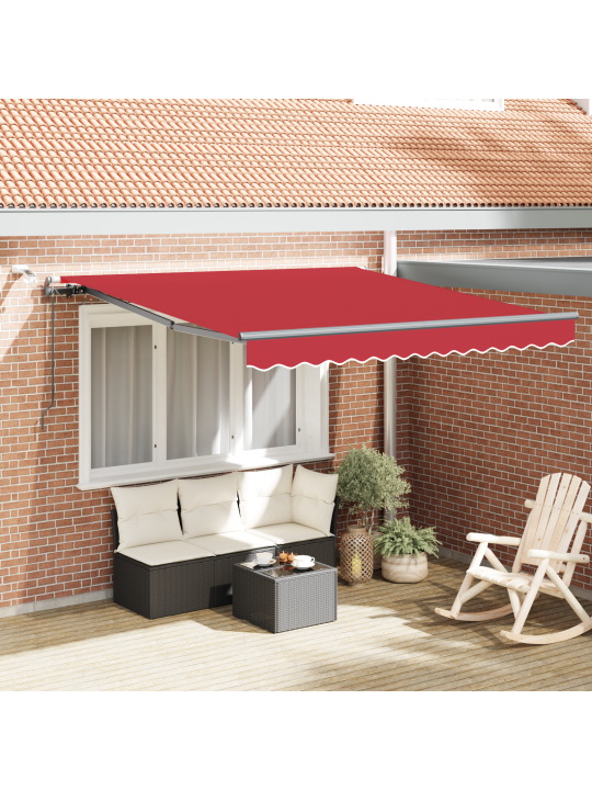 Automaatne sissetõmmatav varikatus led-dega punane 300x250 cm, varikatuse asenduskangas 3x2.5 m raami jaoks punane