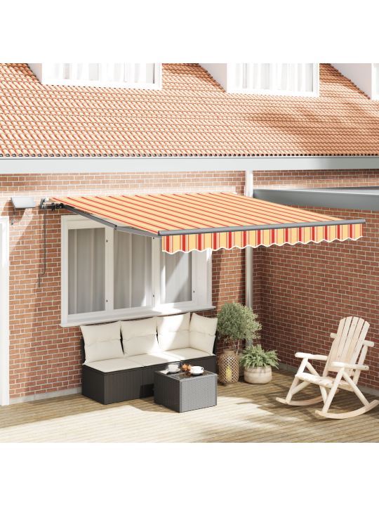 Käsitsi sissetõmmatav varikatus led-dega kollane ja oranž 350x250 cm