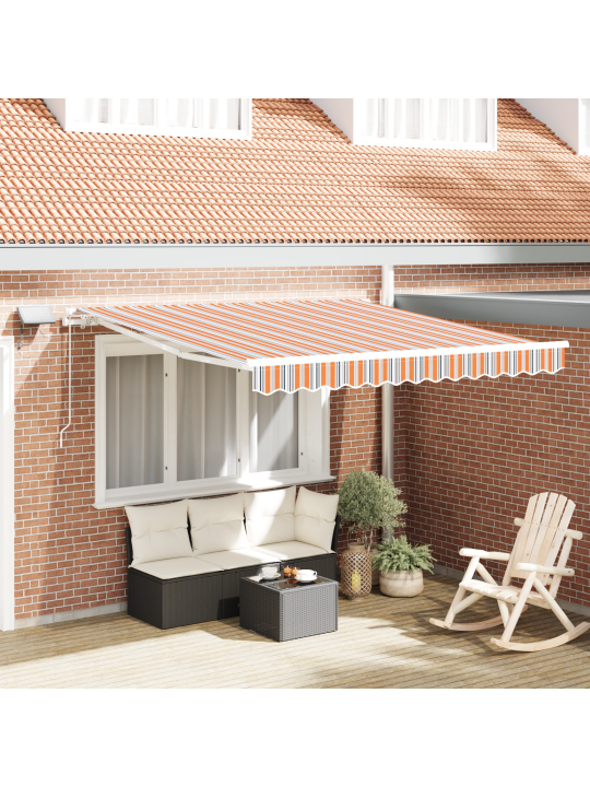 Manuaalne sissetõmmatav varikatus led multivärviliste triipudega 350x250 cm