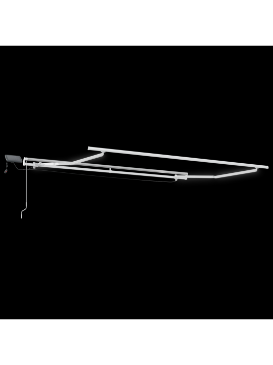 Käsitsi sissetõmmatav varikatus led valgustusega must 350x250 cm, varikatuselase kangas 3.5x2.5 m raami jaoks must