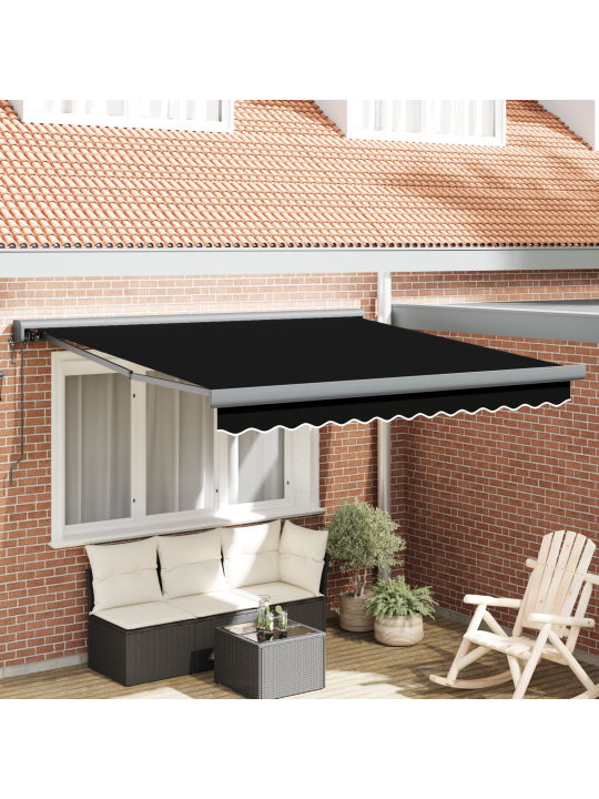 Automaatne sissetõmmatav varikatus must 350x250 cm, varikatuse asenduskangad 3,5x2,5 m raam must