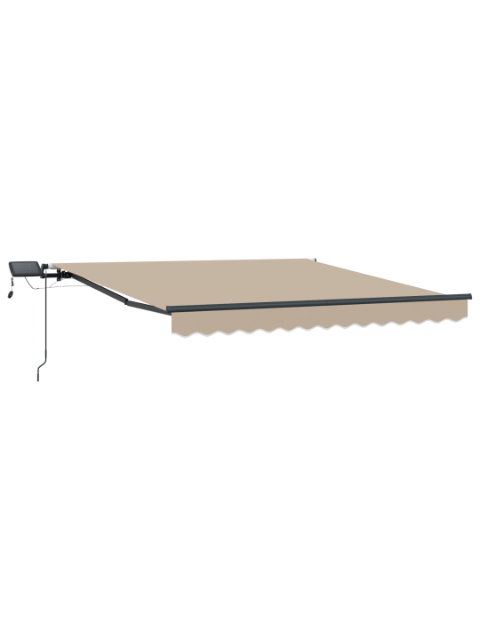 Käsitsi sissetõmmatav varikatus led-valgustiga beež 350x250 cm, varikatus asenduskangas 3.5x2.5 m raamile beež