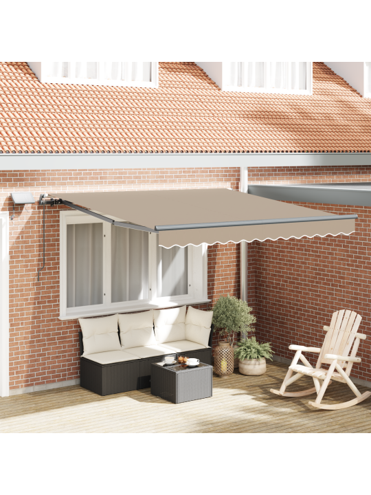 Käsitsi sissetõmmatav varikatus led-valgustiga beež 350x250 cm, varikatus asenduskangas 3.5x2.5 m raamile beež