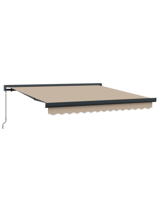 Käsitsi sissetõmmatav varikatus beež 350x250 cm, varikatus asendamiseks kangas 3.5x2.5 m raam beež
