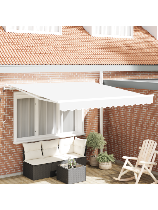 Automaatne sissetõmmatav varikatus, valge 350x250 cm, varikatus, asenduskangas 3.5x2.5 m raami jaoks, valge