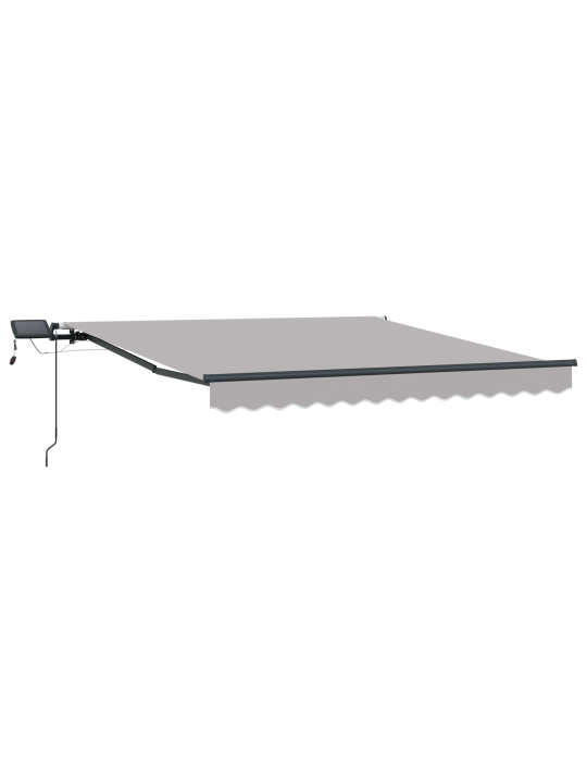 Käsitsi sissetõmmatav varikatus koos led-iga, helehall 350x250 cm, varikatus vahetuskangas 3,5x2,5 m raami jaoks, helehall