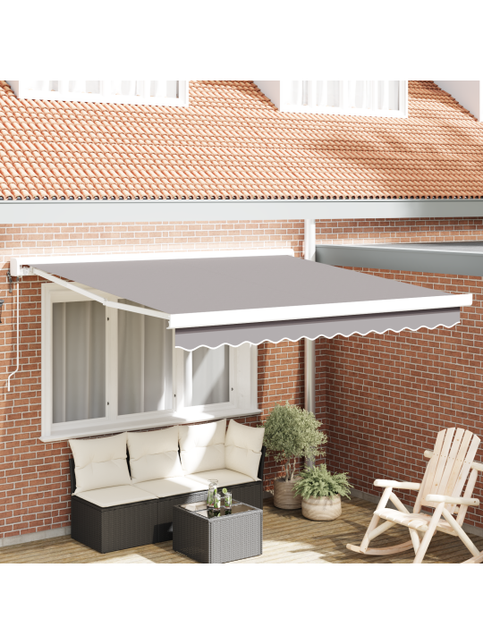 Automaatne sissetõmmatav varikatus helehall 350x250 cm, varikatus eesti 3.5x2.5 m raam helehall