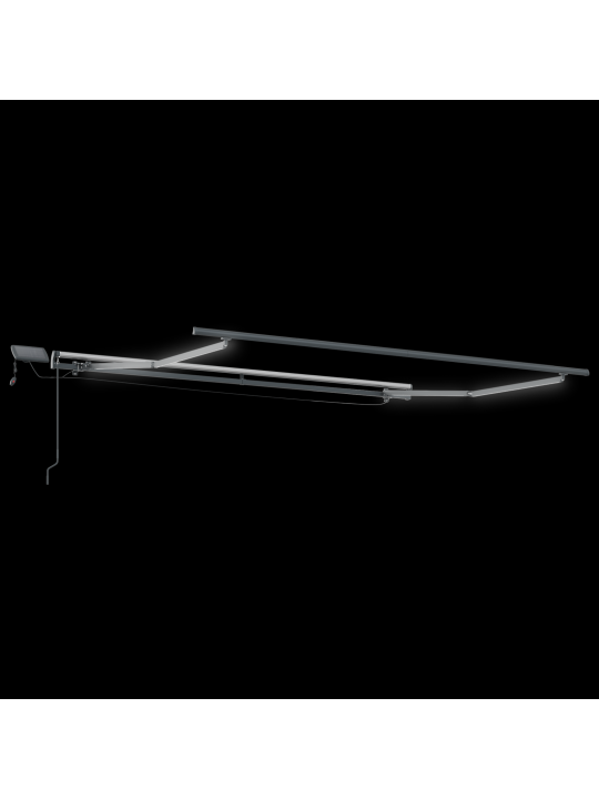 Käsitsi sissetõmmatav varikatus koos led roheline ja valge 350x250 cm, varikatus asenduskangas 3,5x2,5 m raami roheline ja valge