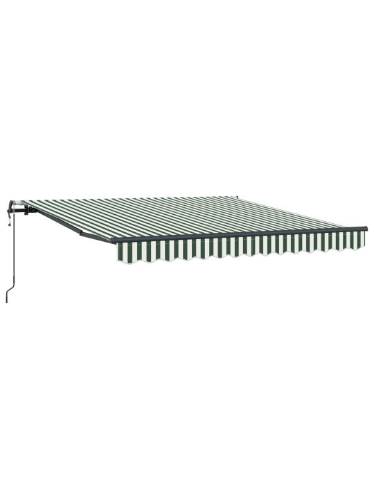 Automaatne sissetõmmatav varikatus roheline ja valge 350x250 cm, varikatuse asenduskangas 3.5x2.5 m raamile roheline ja valge