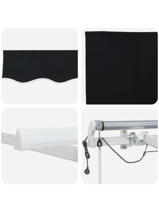 Automaatne sissetõmmatav varikatus koos led must 400x300 cm, varikatus asenduskangas 4x3 m raam must