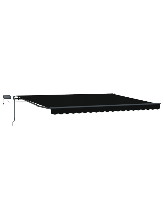 Käsitsi sissetõmmatav varikatus koos led valgusega must 400x300 cm, varikatus 4x3 m raamiga musta asendamine