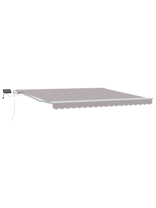 Käsitsi sissetõmmatav varikatus led valguses helehall 400x300 cm, varikatus vahetuskangas 4x3 m raam helehall