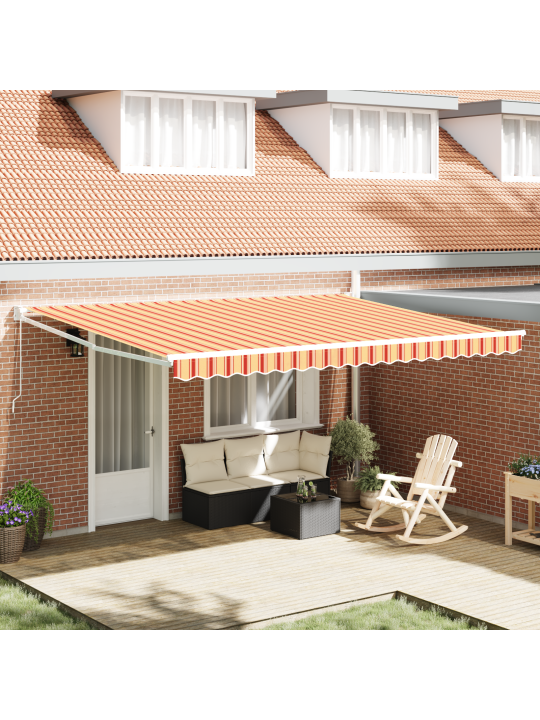 Käsitsi sissetõmmatav varikatus kollane ja oranž 450x300 cm