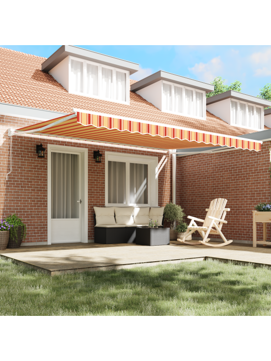 Käsitsi sissetõmmatav varikatus kollane ja oranž 450x300 cm