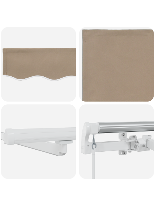Käsitsi sissetõmmatav varikatus led-iga beež 450x300 cm, varikatusede asendusmaterjal 4,5x3 m raamile beež