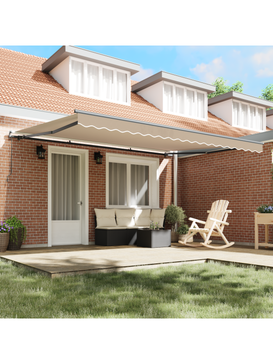 Käsitsi sissetõmmatav varikatus beež 450x300 cm, varikatuse asenduskangas 4,5x3 m raam beež