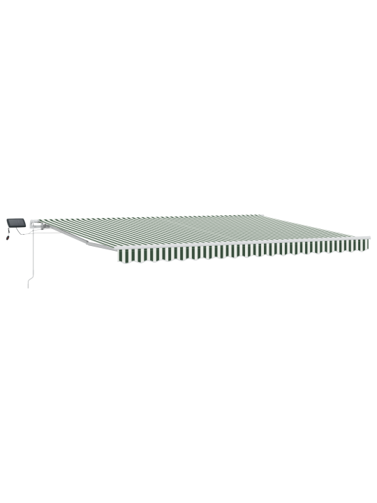 Käsitsi sissetõmmatav varikatus lediga roheline ja valge 450x300 cm, varikatuse asenduskangas 4,5x3 m raami jaoks roheline ja valge