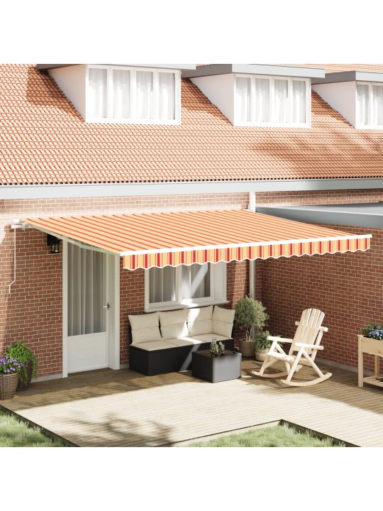 Käsitsi sissetõmmatav varikatus kollane ja oranž 450x350 cm