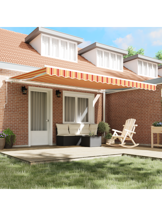 Käsitsi sissetõmmatav varikatus kollane ja oranž 450x350 cm