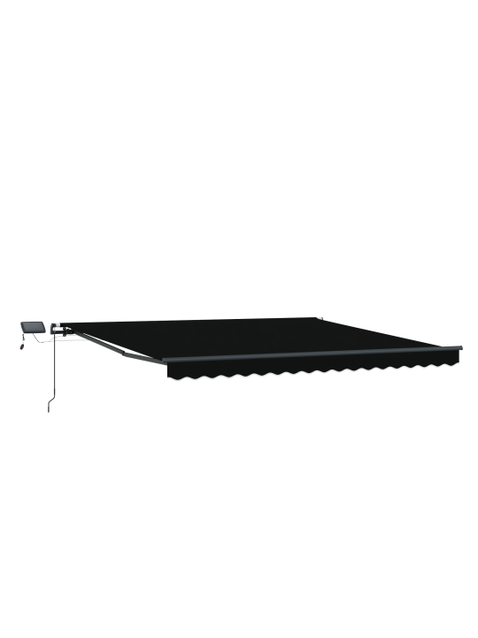 Käsitsi sissetõmmatav varikatus lediga must 450 x 350 cm, varikatust vahetav kangas 4.5 x 3.5 m raamile must