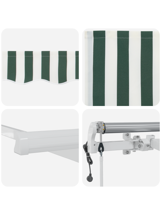 Automaatne kokkutatav varikatus roheline ja valge 450x350 cm, varikatuse asenduskangas 4.5x3.5 m raam roheline ja valge