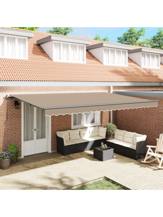 Käsitsi sissetõmmatav varikatus beež 500x300 cm, varikatuse asenduskangas 5x3 m raami jaoks beež