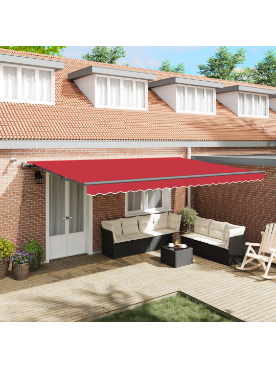 Automaatne sissetõmmatav varikatus led punane 500x300 cm, varikatuse asenduskangas 5x3 m raam punane