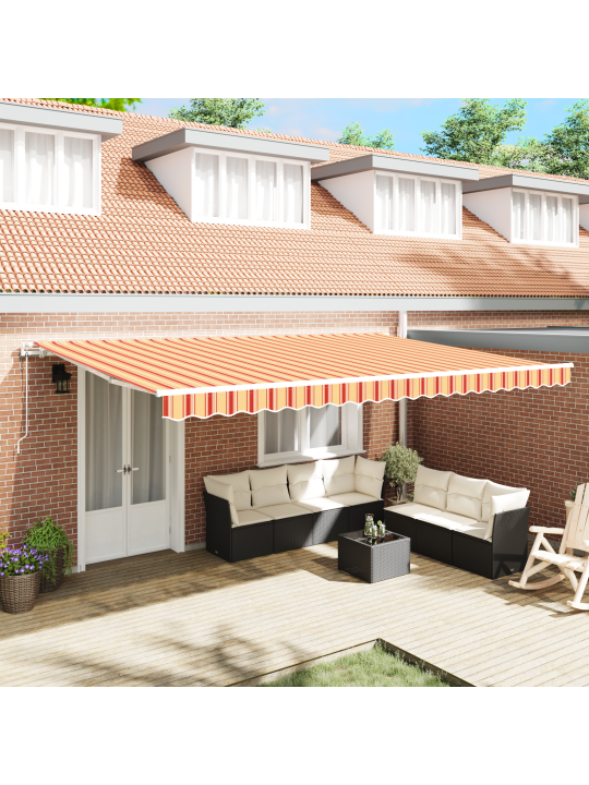 Automaatne sissetõmmatav varikatus kollane ja oranž 500x350 cm