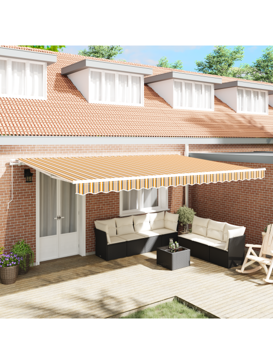 Käsitsi sissetõmmatav varikatus multi-värvilised triibud 500x350 cm
