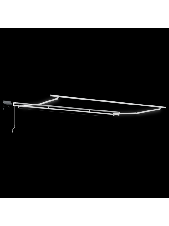 Käsitsi juhitav sissetõmmatav varikatus led-iga must 500x350 cm, varikatuse asendusmaterjal 5x3.5 m raami jaoks must