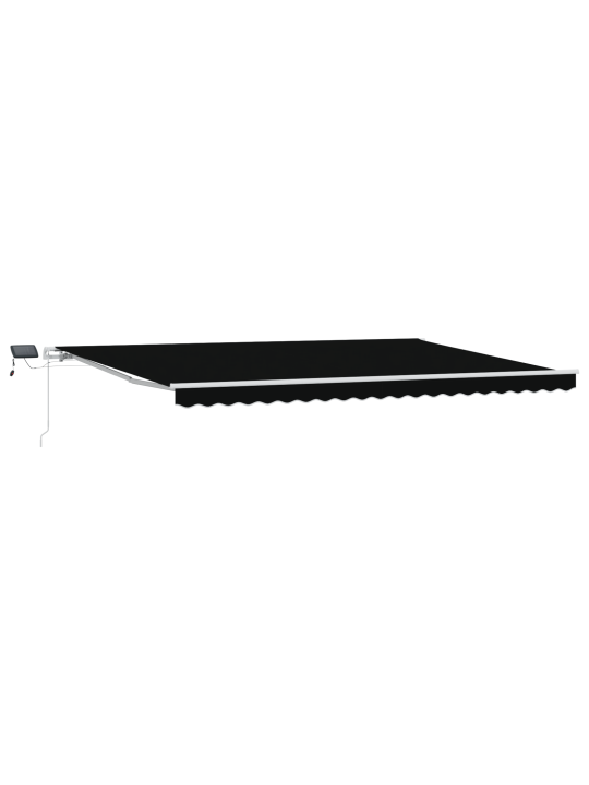 Käsitsi juhitav sissetõmmatav varikatus led-iga must 500x350 cm, varikatuse asendusmaterjal 5x3.5 m raami jaoks must