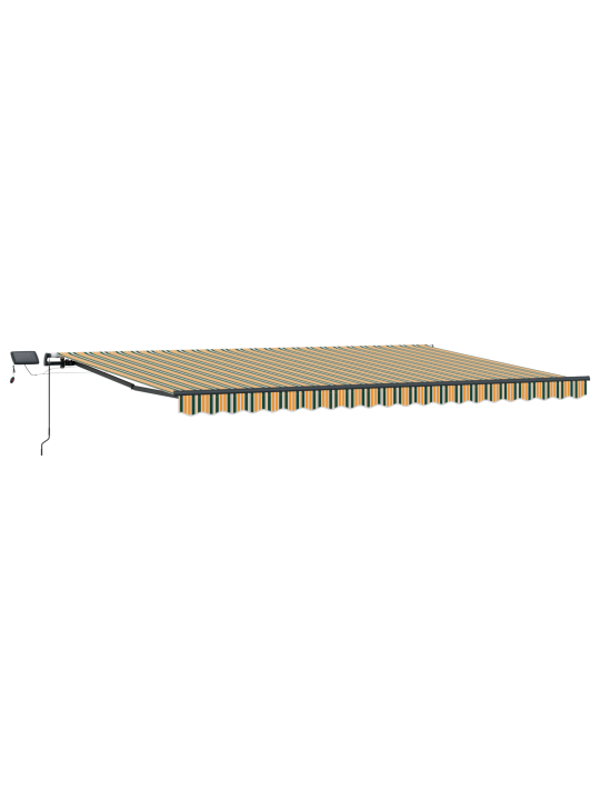 Manuaalne sissetõmmatav varikatus koos led roheline ja kollane 500x350 cm, varikatus asenduskangas 5x3,5 m raam roheline ja kollane
