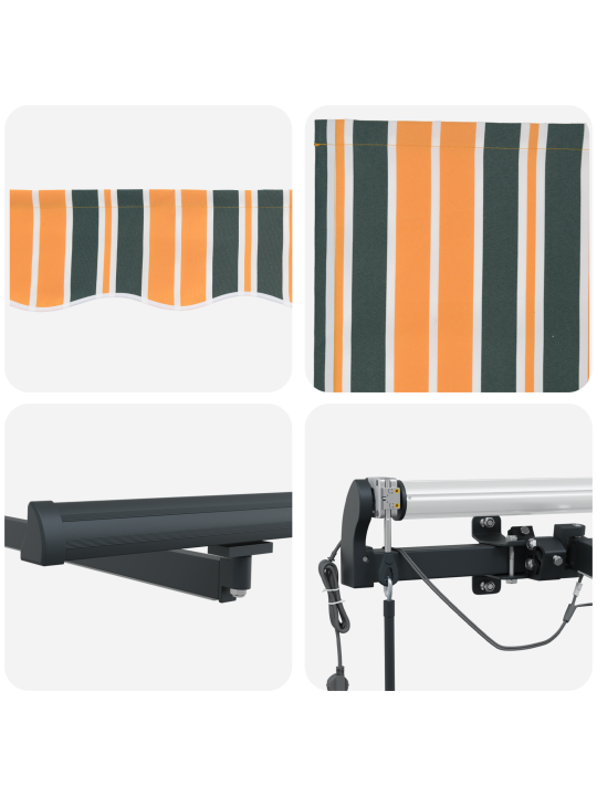 Automaatne sissetõmmatav varikatus led roheline ja kollane 500x350 cm, varikatus fabriku asendamine 5x3.5 m raam roheline ja kollane