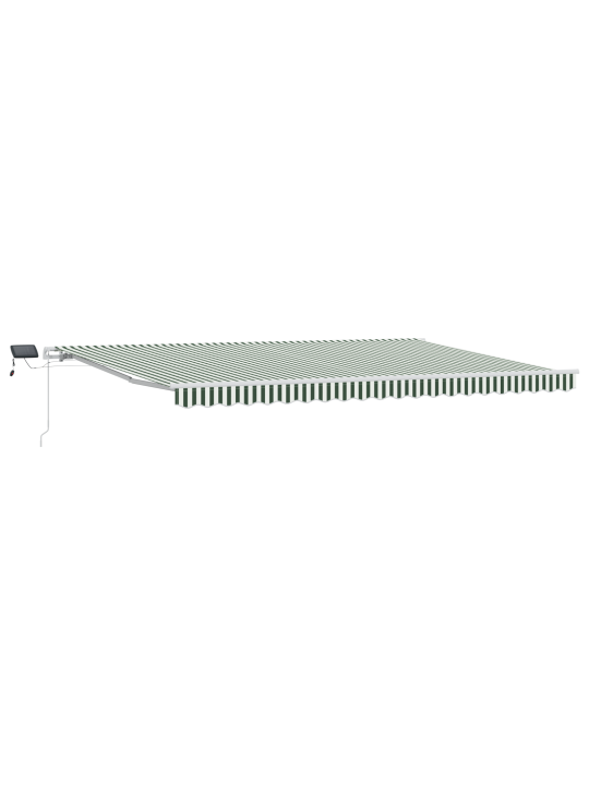 Käsitsi sissetõmmatav varikatus led-idega roheline ja valge 500x350 cm, varikatus asenduskangas 5x3.5 m raam roheline ja valge