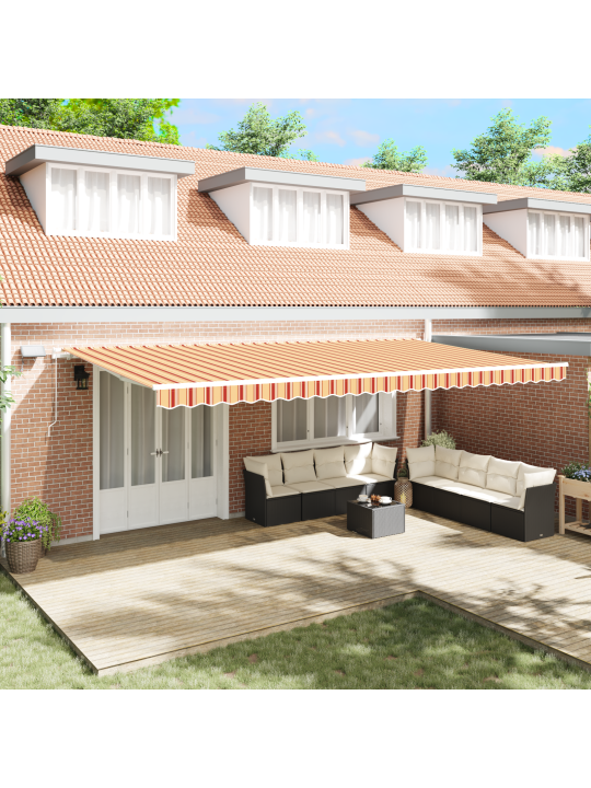 Käsitsi sissetõmmatav varikatus led-iga kollane ja oranž 600x300 cm