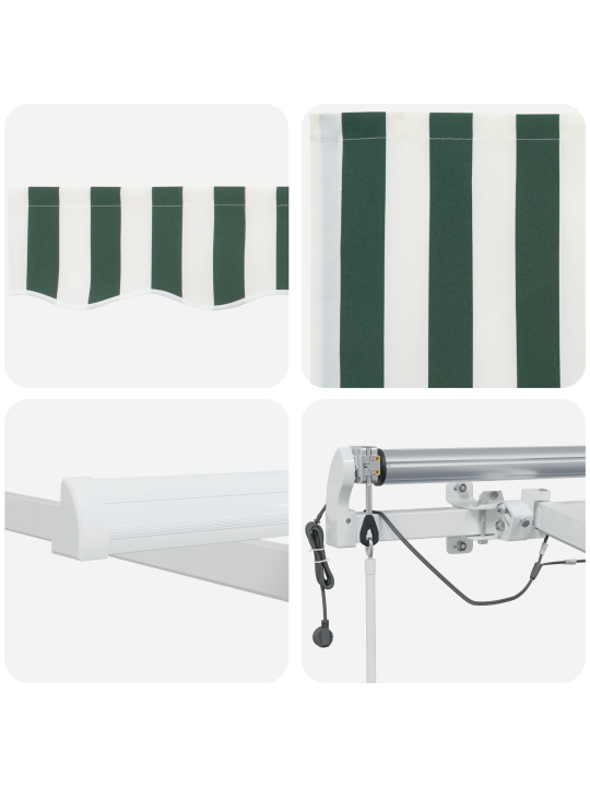 Automaatne sissetõmmatav varikatus led rohelise ja valge 600x300 cm