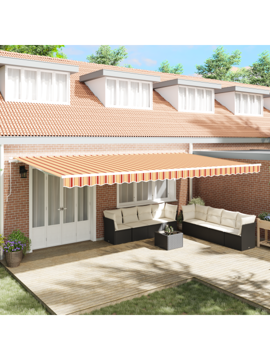 Käsitsi sissetõmmatav varikatus kollane ja oranž 600x350 cm
