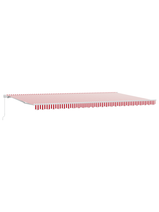 Manuaalne sissetõmmatav varikatus punaste ja valgete triipudega 600x350 cm