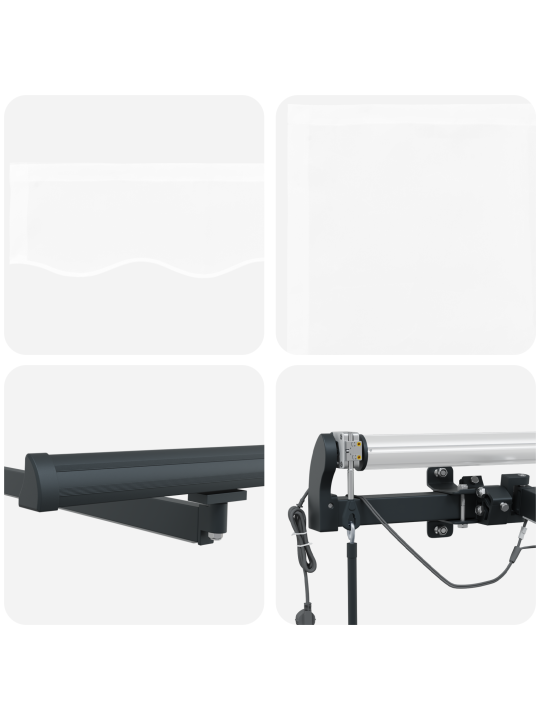 Automaatne sissetõmmatav varikatus led-iga valge 600x350 cm