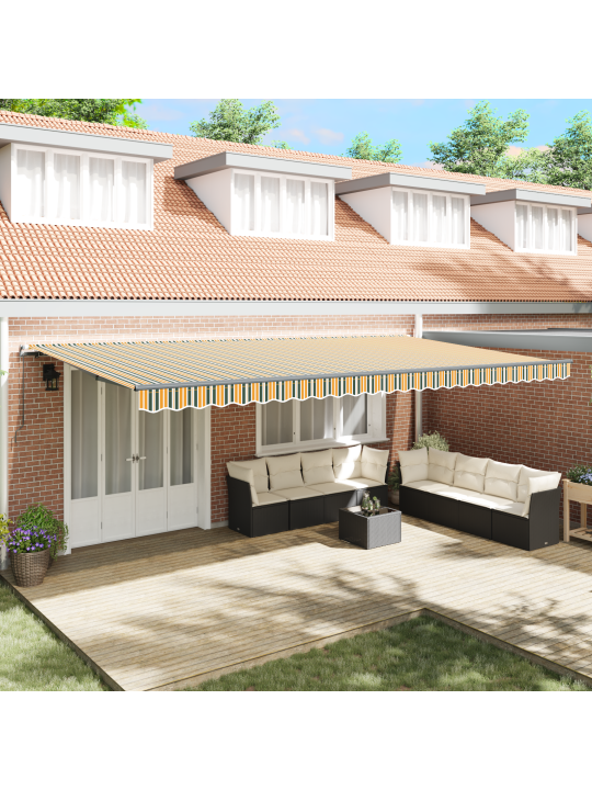 Käsitsi sissetõmmatav varikatus roheline ja kollane 600x350 cm