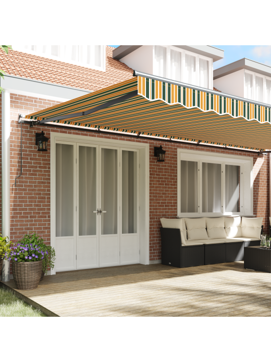 Käsitsi sissetõmmatav varikatus roheline ja kollane 600x350 cm