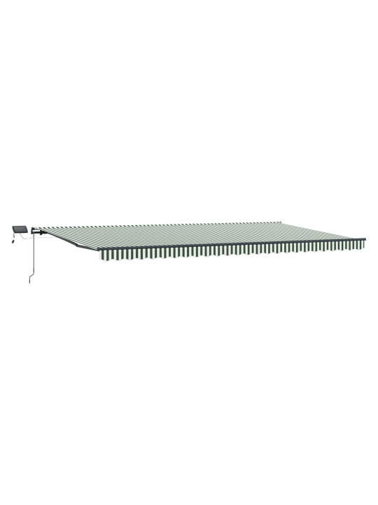 Käsitsi sissetõmmatav varikatus led-iga roheline ja valge 600x350 cm