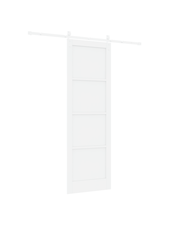 Libisev uks koos riistvarakomplektiga valge 78x232 cm massiivne männi puit