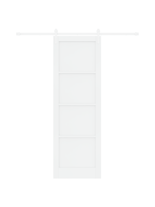 Libisev uks koos riistvarakomplektiga valge 78x232 cm massiivne männi puit
