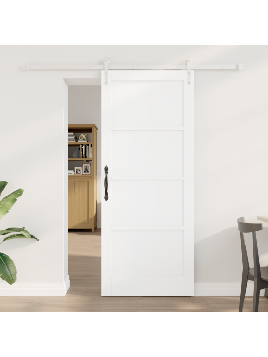 Liuguks koos riistvarakomplektiga valge 83x202 cm massiivne puit männi
