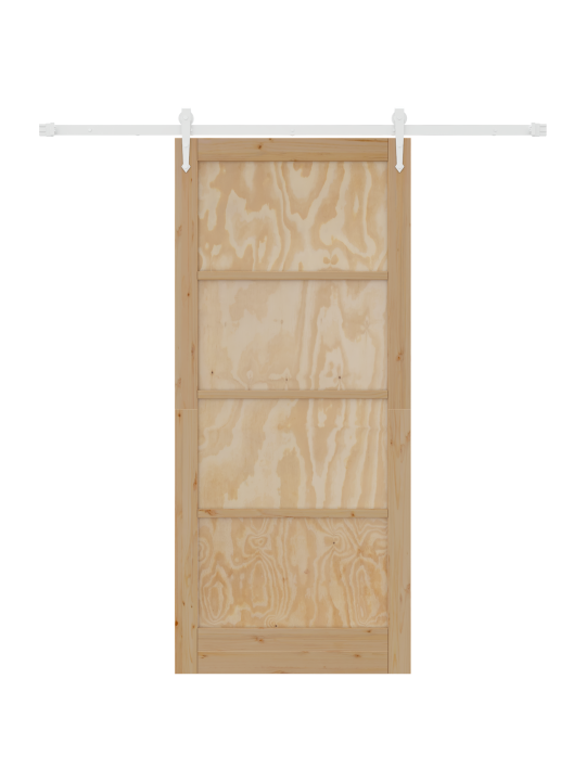 Libisev uks riistvarakomplektiga 93x211 cm tugev männipuit