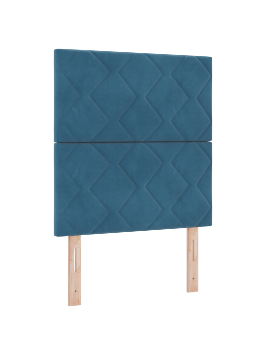 Voodiots teemantblokkmustriga tume sinine 80 cm samet