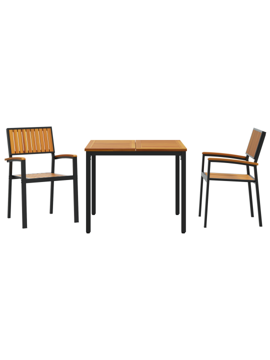 3-osaline aia söögikomplekt tahke puit acacia ja metall