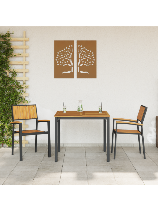 3-osaline aia söögikomplekt tahke puit acacia ja metall