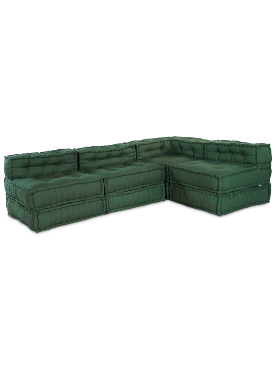 Pouffe 4tk komplekt roheline puuvill nurgapouffe, 70x70x54 cm